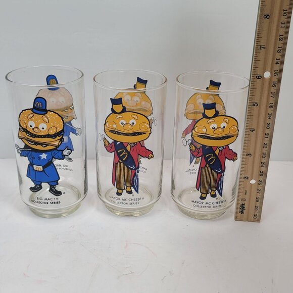 VTG McDonalds Big Mac & Mayor McCheese 1977 Collector Series Glasses Set Of 3 - Picture 6 of 6